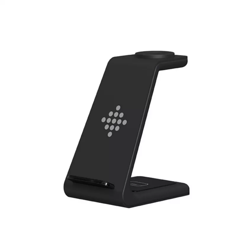Suporte de carregamento sem fios Tech-Protect A8 10W 3-em-1 para smartphone, auscultadores e smartwatch - Preto