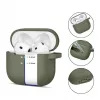 Capa de silicone com gancho Tech-Protect para Apple AirPods 4 verde-azeitona