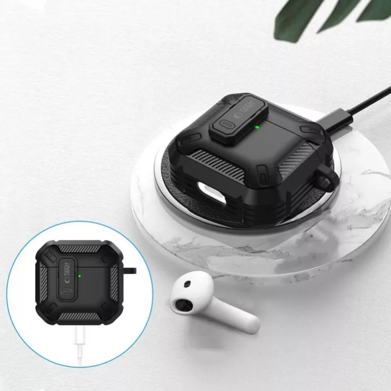 Capa Tech-Protect Carbonox para AirPods 4 - preta