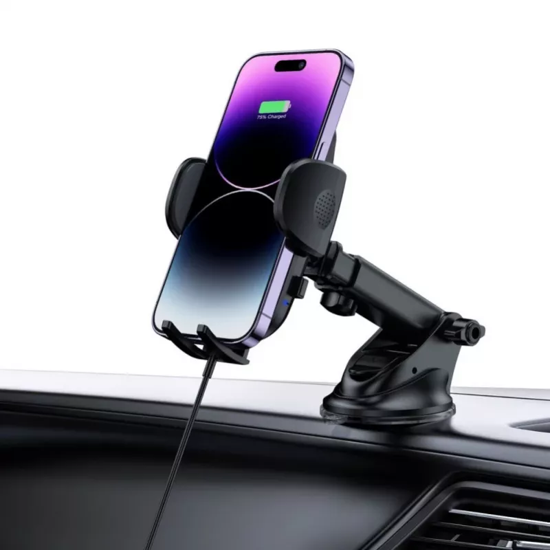 Tech-Protect CM15W-V1 suporte universal de telemóvel para automóvel com carregador Qi de 15W para painel e ventilação - preto