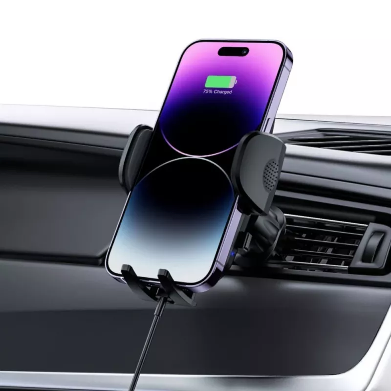 Tech-Protect CM15W-V1 suporte universal de telemóvel para automóvel com carregador Qi de 15W para painel e ventilação - preto