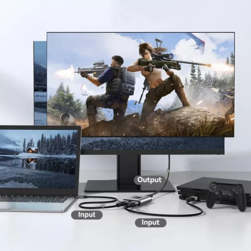 Adaptador hub USB-C Tech-Protect HB07 2-em-1 HDMI 4K 60Hz - cinzento