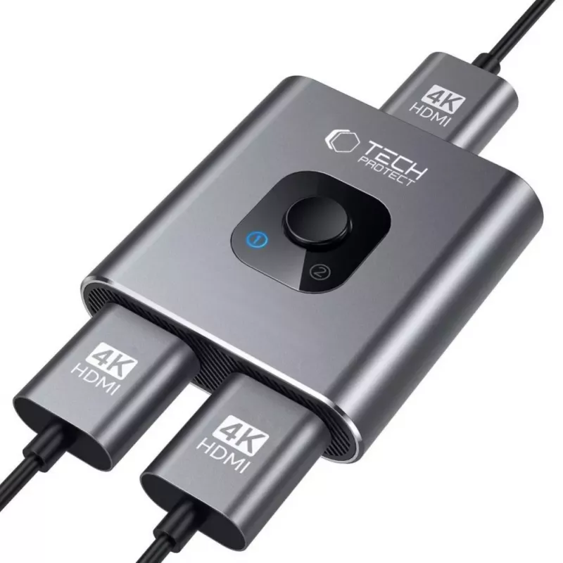 Adaptador hub USB-C Tech-Protect HB07 2-em-1 HDMI 4K 60Hz - cinzento