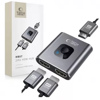 Adaptador hub USB-C Tech-Protect HB07 2-em-1 HDMI 4K 60Hz - cinzento