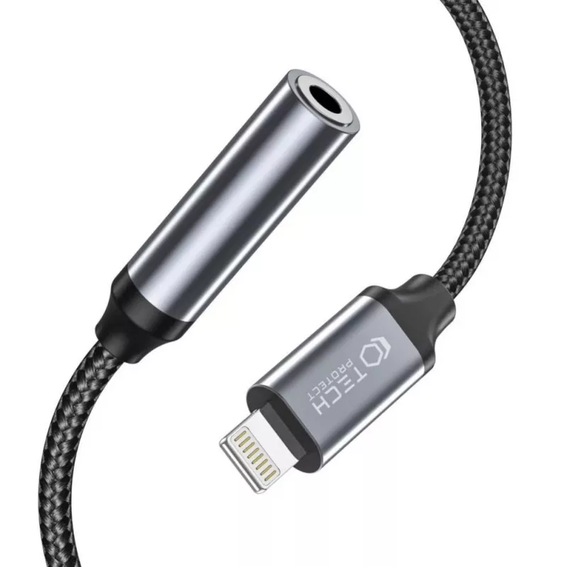 Tech-Protect adaptador Lightning (macho) para jack 3,5 mm (fêmea) - branco