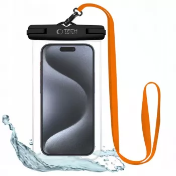 Tech-Protect Capa Híbrida Magmat para Apple iPhone 15 Pro Max, Preto/Laranja, Compatível com MagSafe