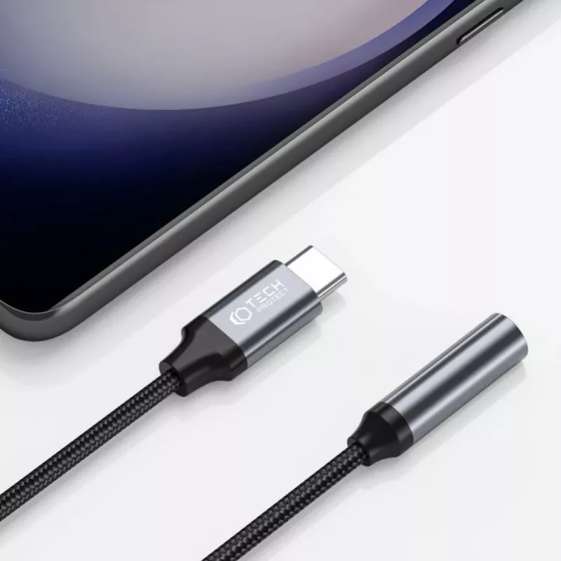 Tech-Protect Adaptador de Áudio USB-C para Mini Jack 3,5 mm (Conector Fêmea) - Preto