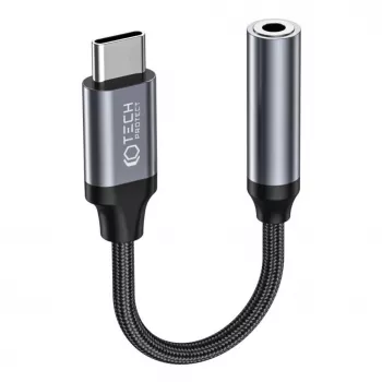 Tech-Protect Adaptador de Áudio USB-C para Mini Jack 3,5 mm (Conector Fêmea) - Preto