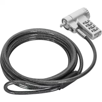 Techly IQ-LOK-17-K Cabo de segurança para portátil com fecho de combinação, 2m aço entrançado