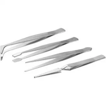 Conjunto de pinças de precisão TECLINE, conjunto de 4 pinças de aço inoxidável para mecânica fina (94921)
