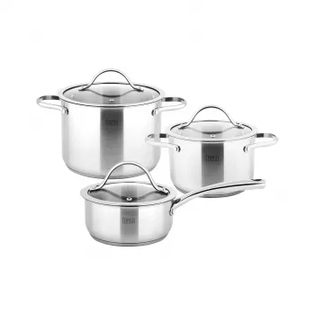 TEESA COOK EXPERT MASTER Conjunto de 6 peças de panelas em aço inoxidável com tampas, adequado para indução
