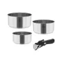 Conjunto de panelas TEESA COOK EXPERT SINGLE HAND com pega removível, 7 peças, Ø20/24 cm, antiaderente, indução, preto