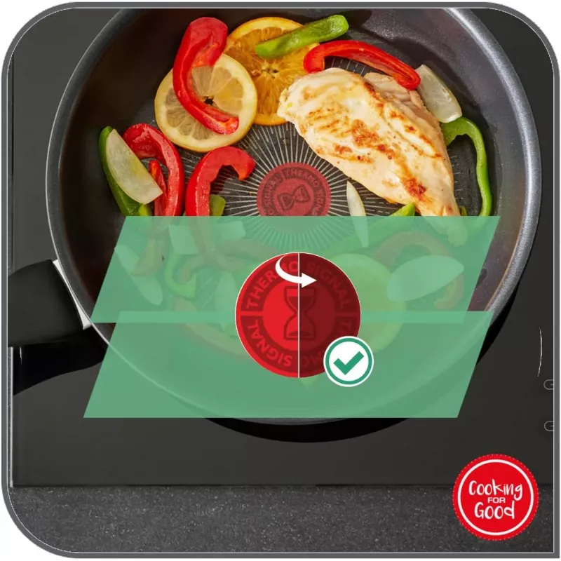 Tefal Duetto+ Frigideira 28 cm, Aço Inoxidável, Revestimento Antiaderente Titanium, Indução - G7320634