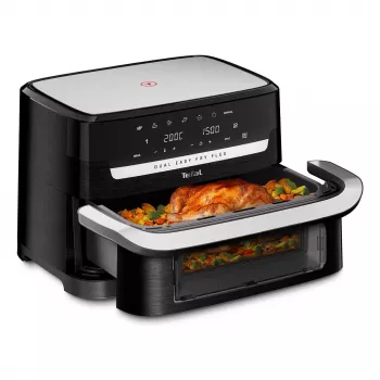Tefal EY9228 Dual Easy Fry Flex fritadeira de ar quente e grelhador, 6,5L Dual Zone, 1700W, preto/prateado