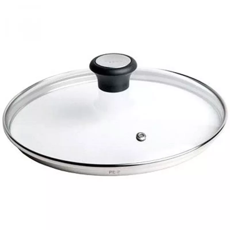 Tefal tampa de vidro Ø30cm – tampa em vidro temperado para utensílios de cozinha com abertura para vapor, rebordo em aço inoxidável, lavável na máquina de lavar louça
