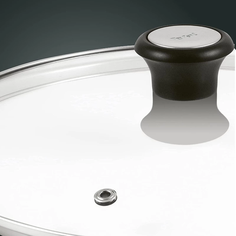 Tefal tampa de vidro Ø30cm – tampa em vidro temperado para utensílios de cozinha com abertura para vapor, rebordo em aço inoxidável, lavável na máquina de lavar louça