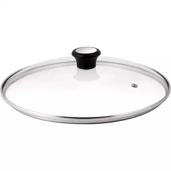 Tefal tampa de vidro Ø30cm – tampa em vidro temperado para utensílios de cozinha com abertura para vapor, rebordo em aço inoxidável, lavável na máquina de lavar louça