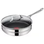 Frigideira TEFAL Jamie Oliver Premium em Aço Inoxidável 28 cm com Revestimento Antiaderente de Titânio e Tampa de Vidro