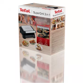 Grelhador de contacto Tefal SuperGrill 3-in-1 GC510DE0, 2000 W, Prateado/Preto