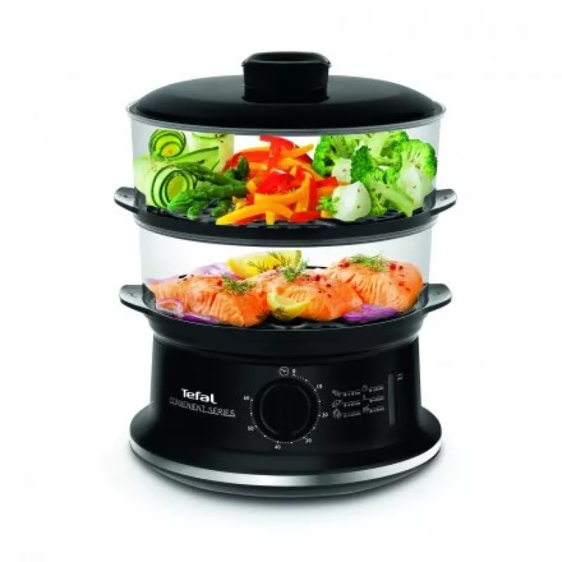 Tefal Convenient VC140135 Panela a vapor, 2 cestos, 6 L, 900 W, Preto