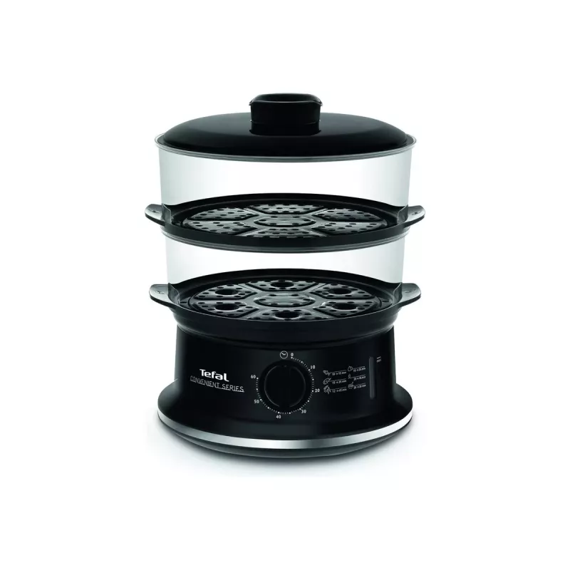 Tefal Convenient VC140135 Panela a vapor, 2 cestos, 6 L, 900 W, Preto