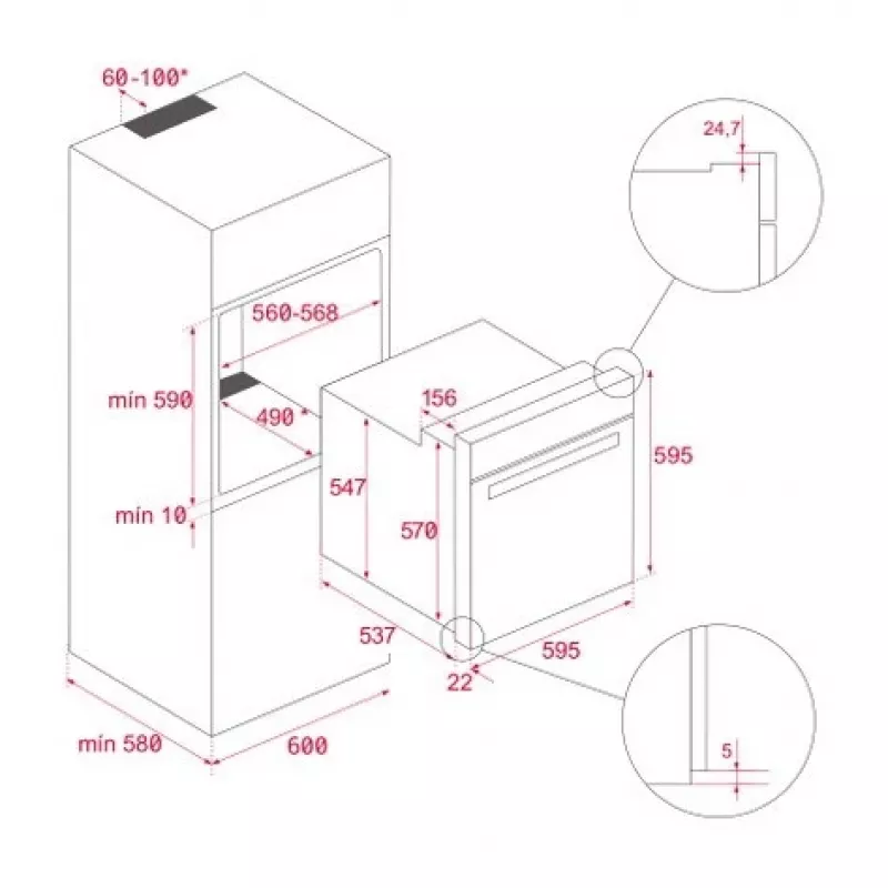 TEKA HSB 6350 SS Forno Elétrico Encastrável, 70L, A+ Energia, aço inoxidável