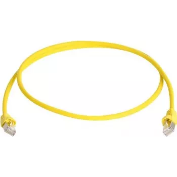 Telegärtner 100008173 Cabo de rede CAT 5e F/UTP RJ45, 0,5 m, amarelo, ignífugo, com proteção anti-dobras