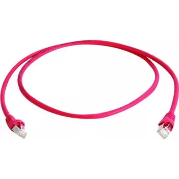 Telegärtner 100009358 CAT 5e F/UTP cabo de patch RJ45, 25 m, vermelho, ignífugo, com proteção anti-dobras