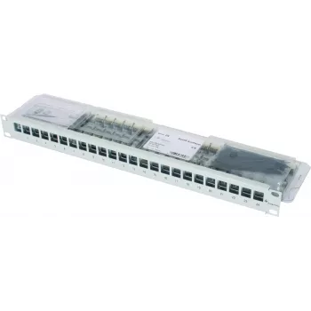TELEGÄRTNER painel de ligação modular 19 polegadas 1U com 24 módulos AMJ-S Cat.6A blindados, T568A, IDC sem ferramentas, RJ45/RJ11/RJ12 J02023A0039