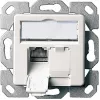 Tomada de dados de embutir Telegärtner AMJ45 8/8 K Up/50 Cat.6A, 2x RJ45, blindada, branco pérola RAL 1013 J00020A0501