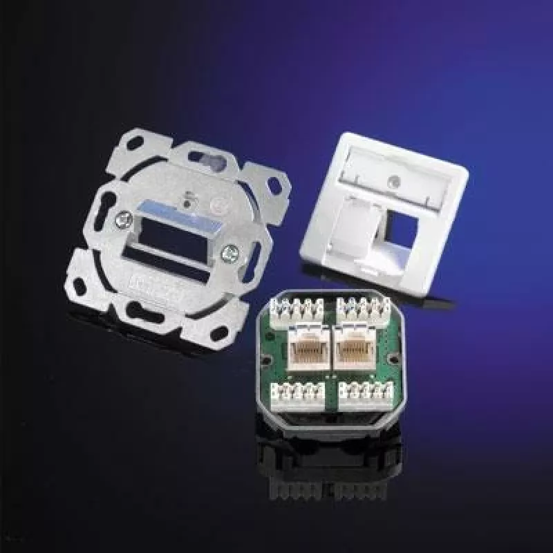 Telegärtner AMJ45 Módulo de ligação de dados, 2 portas RJ45, Cat.6A blindado, 10G, IDC sem ferramentas, caixa de zinco