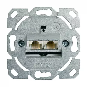 Telegärtner AMJ45 Módulo de ligação de dados, 2 portas RJ45, Cat.6A blindado, 10G, IDC sem ferramentas, caixa de zinco