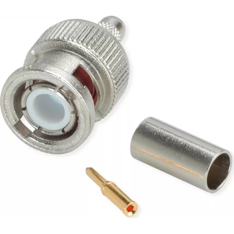 Conector de crimpagem Telegärtner BNC G01 50 Ohm, crimp/crimp, Professional, A0205, para RG-58 C/U, Belden YR23092, UG-1785/U, pack de 5
