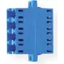 Adaptador LC Quad de cerâmica Telegärtner, multimodo/monomodo, azul, 4 portas, buchas de zircónia, atenuação de inserção ≤0,2 dB, montagem em painel J08071A0019
