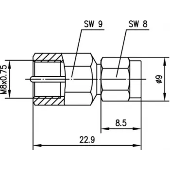 Adaptador coaxial Telegärtner Inter-Series SMA macho para FME macho 50 Ohm