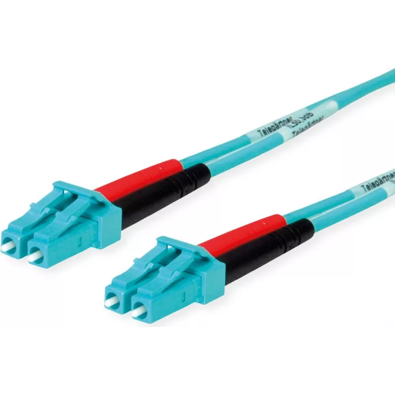 Telegärtner Cabo de patch de fibra ótica LC para LC Multimodo OM3 Duplex, 1m, aqua L00870A0003