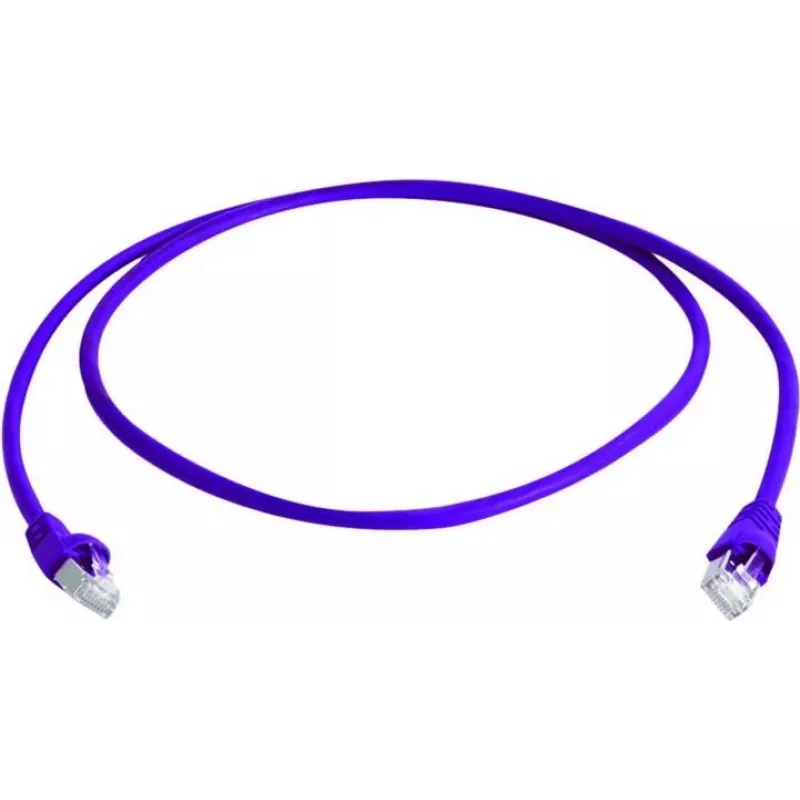 Cabo patch Telegärtner MP8 FS 500 Cat 6a S/FTP, ficha RJ-45 para ficha RJ-45, 0,5 m, violeta, Snagless