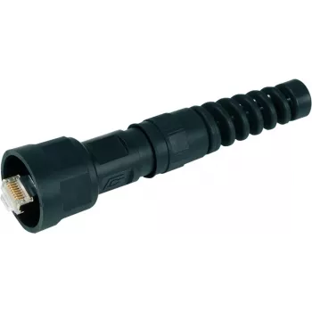 Telegärtner STX V1 RJ45 Conjunto de fichas, variante em plástico 1, reto, 8P8C, blindado, preto, 1 unid.