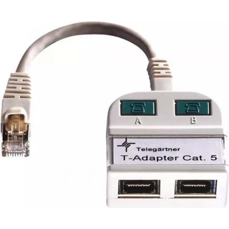 Telegärtner splitter Token Ring ficha RJ45 macho para 2x conector fêmea RJ45 blindado cinzento claro J00029A0011