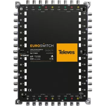 Multiswitch em cascata TELEVES EuroSwitch 9x9x24 8 entradas SAT + 1 TER 24 saídas de utilizador ref. 719604