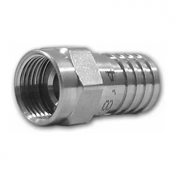Ficha de cravar F-Type Televes FCR70 para cabo coaxial de 7 mm, latão niquelado, 75 Ohm, 0-3000 MHz