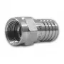 Ficha de cravar F-Type Televes FCR70 para cabo coaxial de 7 mm, latão niquelado, 75 Ohm, 0-3000 MHz
