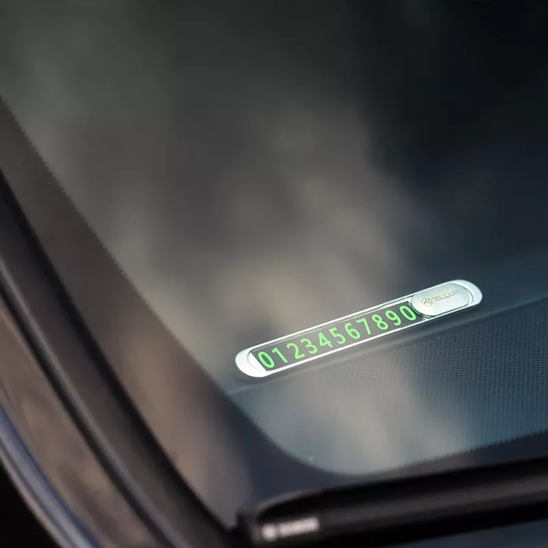 Tellur Cartão de estacionamento temporário com número de telefone, prateado metálico