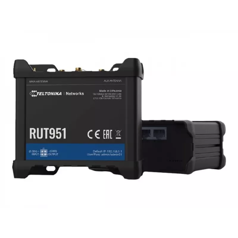 Teltonika RUT951 Router Wi-Fi 4G LTE Cat 4 Dual SIM eSIM com fonte de alimentação UK
