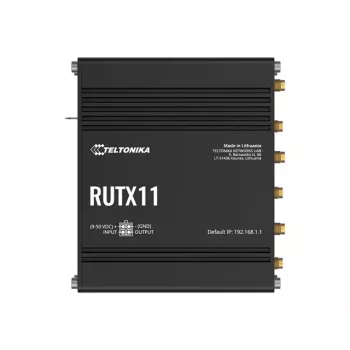 Router Teltonika RUTX11 4G/LTE Cat 6 Dual-SIM, versão US, Wi-Fi 5, 5x Gigabit Ethernet, GPS, alumínio, IP30