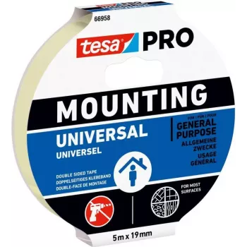 tesa Mounting PRO Universal 66958-00001-00 Fita de Montagem de Dupla Face Branca 5 m x 9 mm
