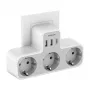 TESSAN Tomada de parede TS-323-DE-C com 3 tomadas AC e 3 portas USB-A, 16A, 3680W, branco