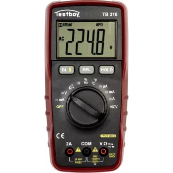 Testboy TB 318 multímetro digital portátil CAT IV 1000 V True RMS para instalações fotovoltaicas