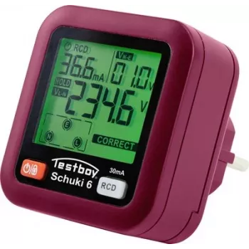 Testador de tomadas Testboy Testavit Schuki 6 com teste RCD, 230V, ficha Schuko 61610000