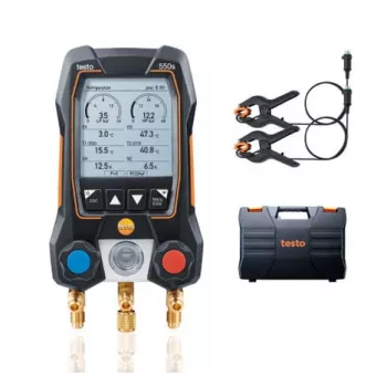testo 550s Conjunto de manifold digital com Bluetooth e 2 sensores de temperatura de pinça sem fios (0564 5501)